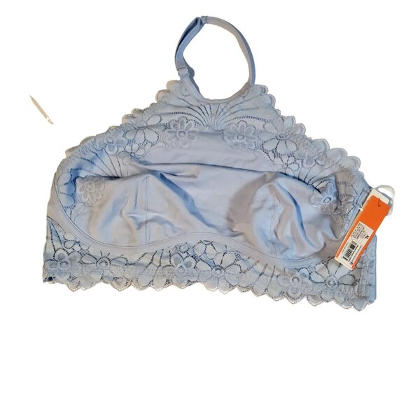 Light Blue Lace Bralette Size XL By Colsie Adjustable Halter Strap - Picture 1 of 7